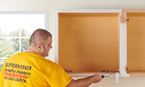 paint mounted cabinets process