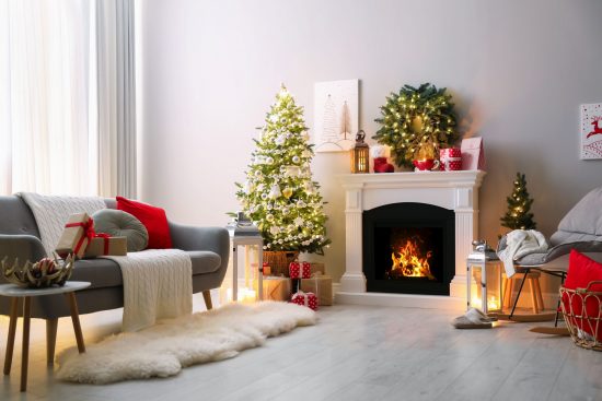 holiday painting in living room
