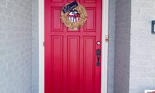 Cherry Red Front Door - Home Exterior Painting