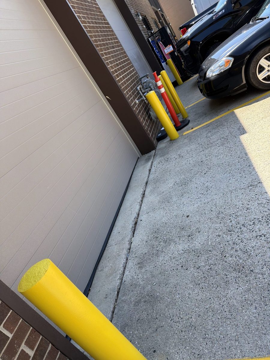 commercial bay area with repainted safety bollards Preview Image 2