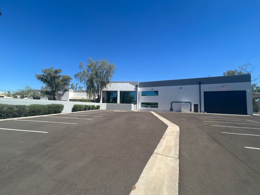 white and grey painted brick commercial building exterior Preview Image 1