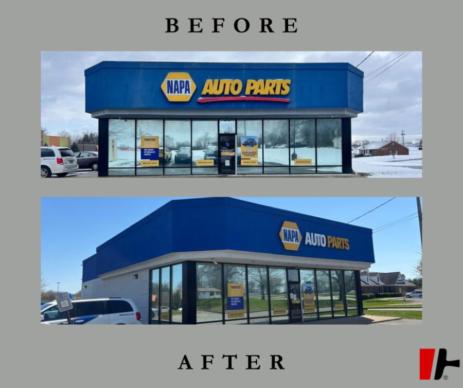 before and after views of painted auto parts store Preview Image 7