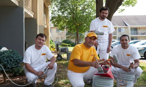 cleaning up paint brushes and equipment