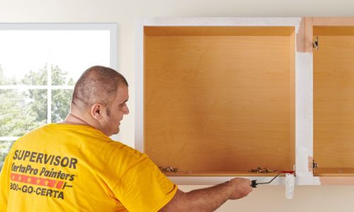 Paint / Stain Applied to Mounted Cabinets