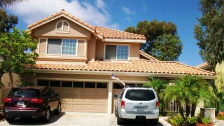 Stucco matched with roof tiles