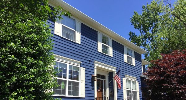 blue and white painted home