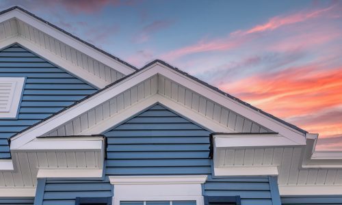 siding blue with white trim