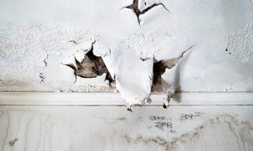water damage to drywall.
