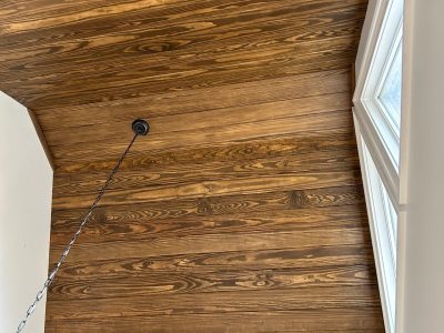 vaulted wood plank ceiling