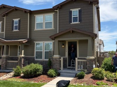 brown painted house siding with tan trim