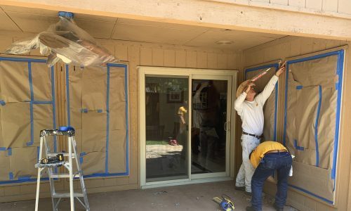 during painting process of home exterior