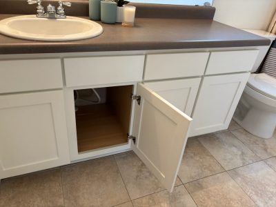 white bathroom cabinet
