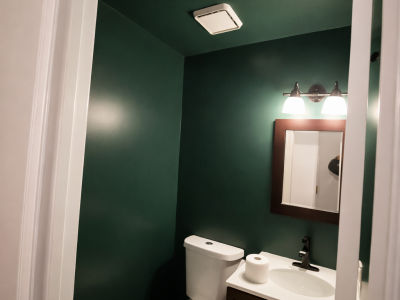 green painted bathroom