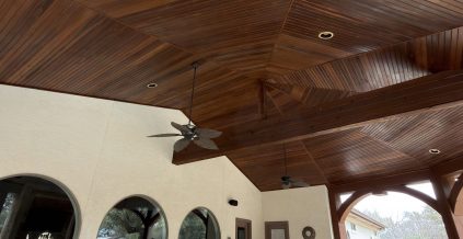 Outdoor Wooden Ceiling Stain Project