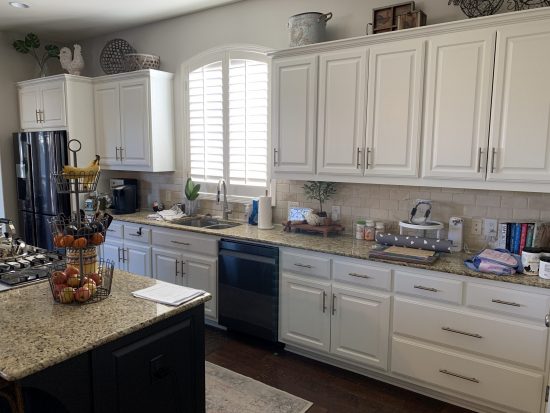 Kitchen after cabinet restoration project