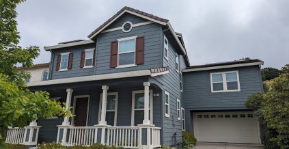 Full Exterior House Painting Project – Blue & White ...
