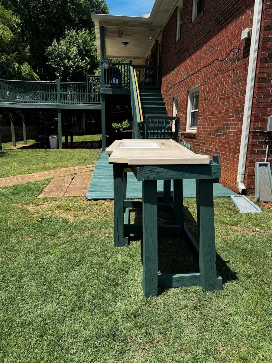 outdoor wooden porch and staircase painted green Preview Image 1