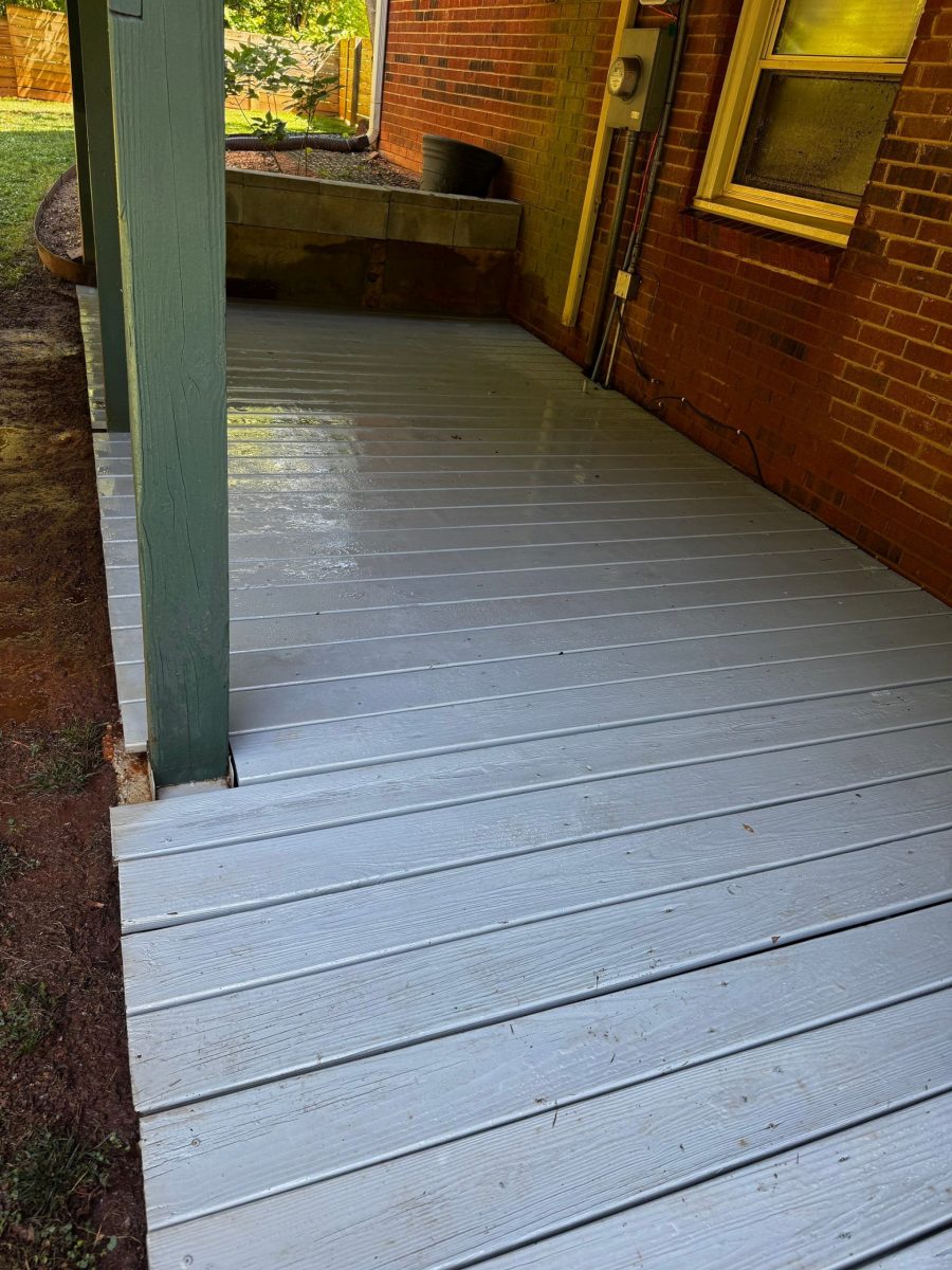 outdoor natural wooden porch before painting green Preview Image 9