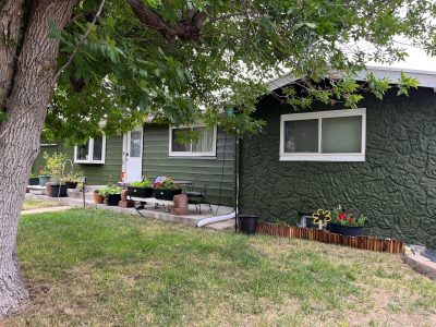 deep green painted home exterior