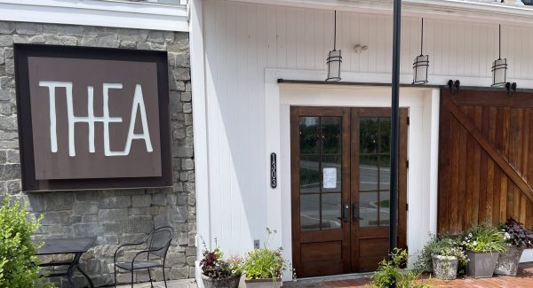 Front door of THEA restaurant in Mechanicsburg, PA after completed commercial painting project by CertaPro Painters of Harrisburg, PA