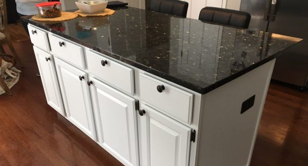 center island after cabinet repainting