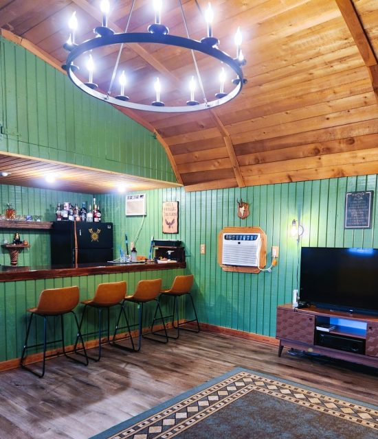 Green Painted Interior of Bar