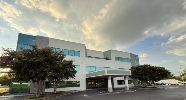 painted exterior of commercial medical building