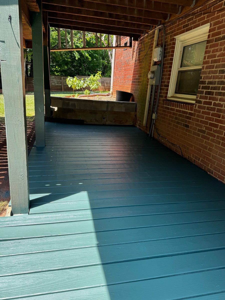 outdoor wooden porch painted green Preview Image 2