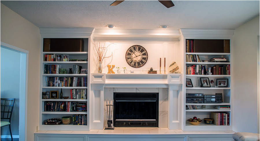 Refinished Bookcases And Mantle